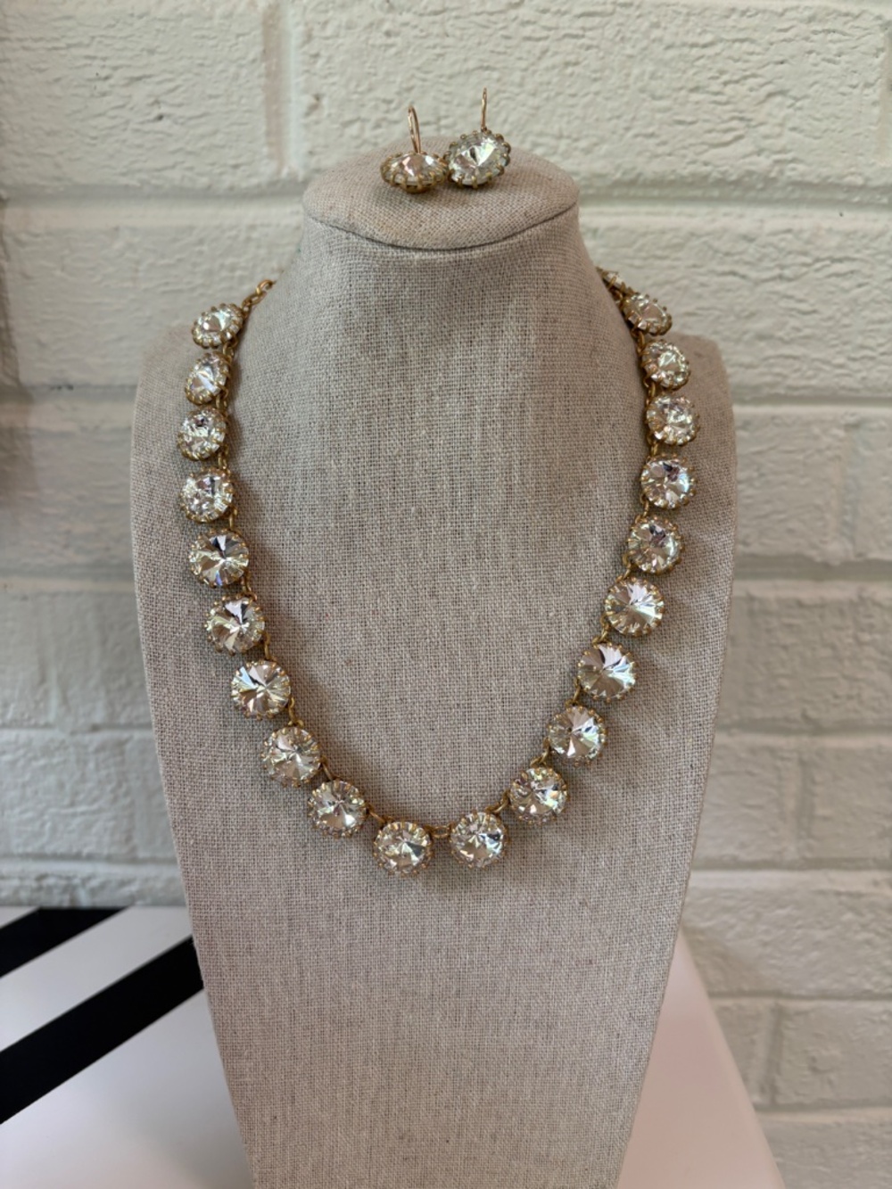 J. Crew Gold and Silver Crystal Necklace with Matching Earrings - Picture 2 of 3